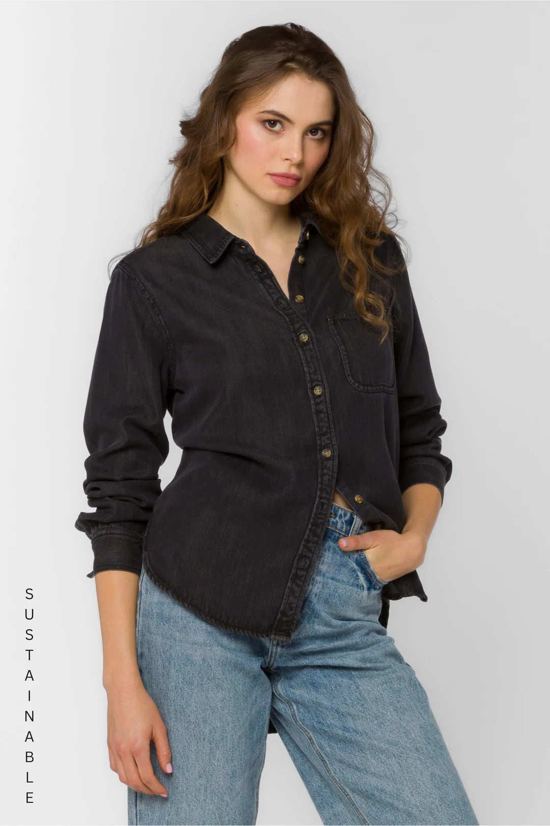 Bennett Black Long Sleeve Button-Up Shirt
