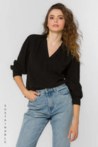 Beretta Black Long Sleeve Popover Top