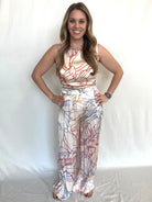 FRNCH Pastel Sketch High-Rise Wide Leg Pants