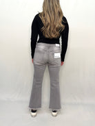 Gray High-Rise Straight Ankle Jeans with Raw Hem