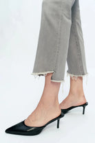 Gray High-Rise Straight Ankle Jeans with Raw Hem