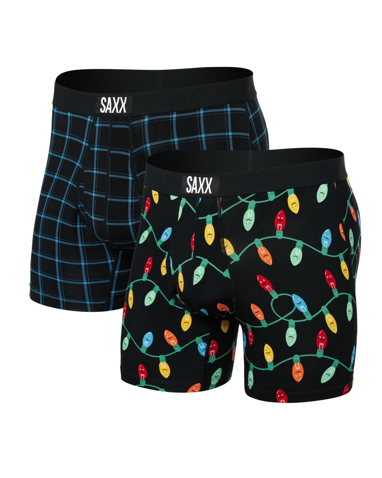 SAXX Ultra Super Soft Boxer Briefs with Fly – 2-Pack Christmas Tee – Black