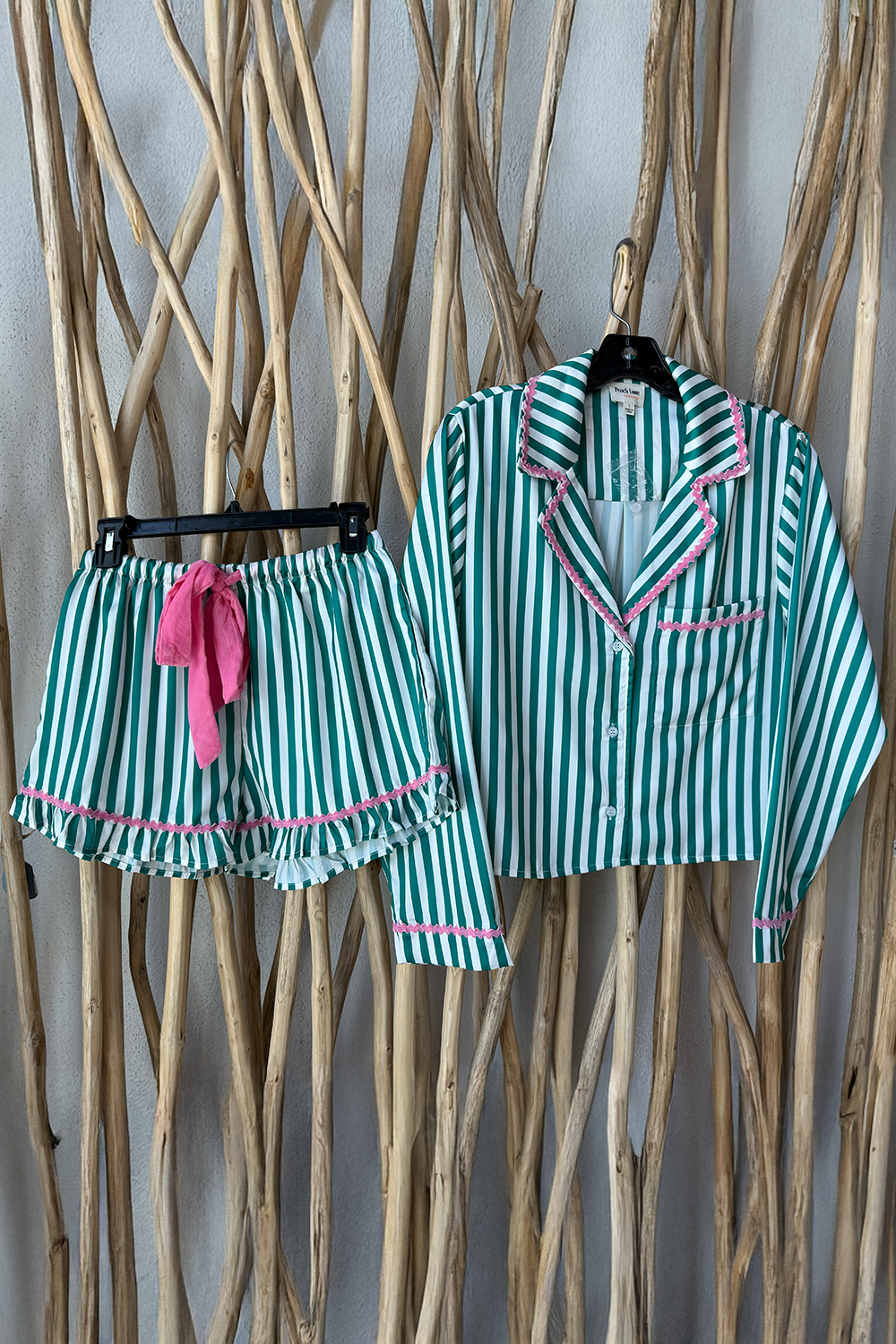 Stripe W/Velvet PJ Set
