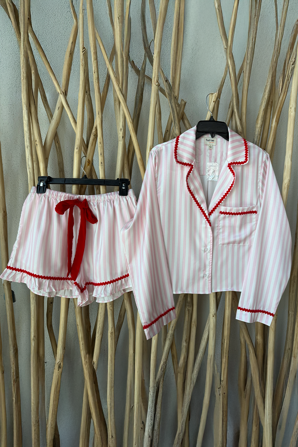 Stripe W/Velvet PJ Set