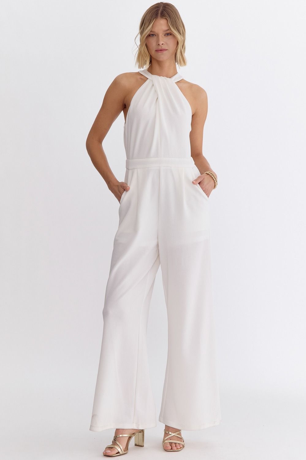 White Sleeveless Jumpsuit