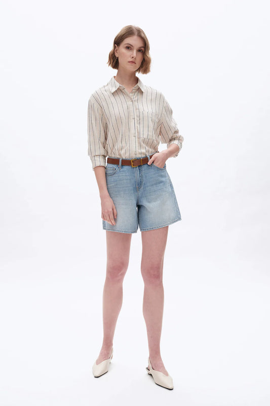 Mid Rise Denim Shorts