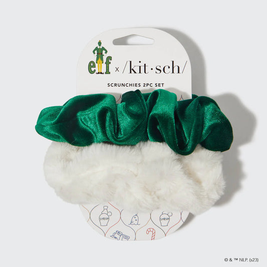 Elf X Kitsch Scrunchies 2pc- White & Green