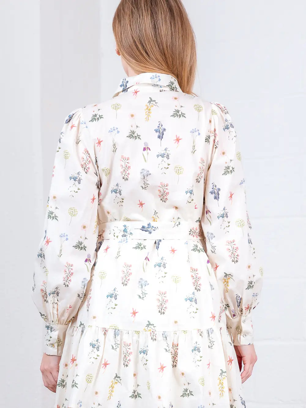 Cream Floral Button Down Dress