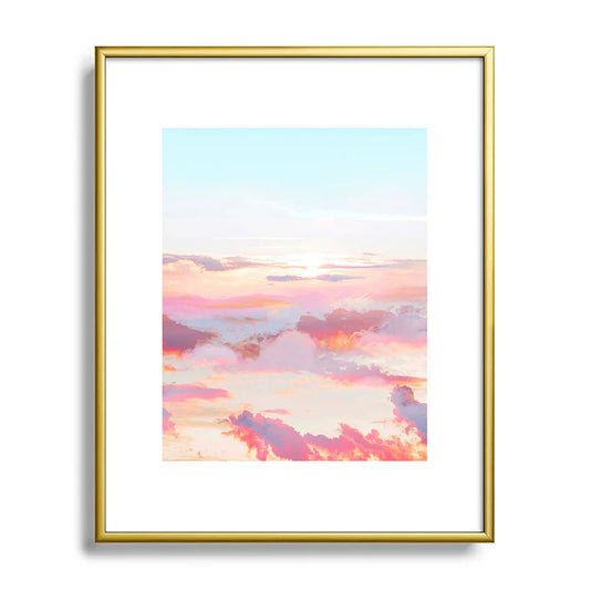 Oranges Blush Clouds Gold Metal Frame 83