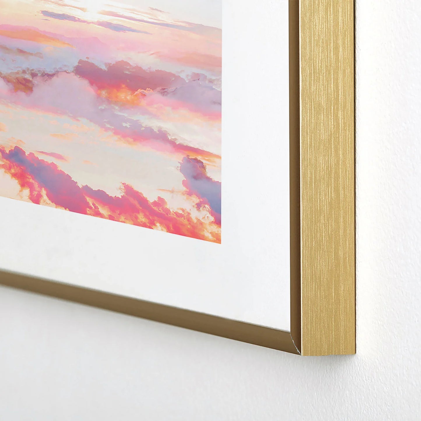 Oranges Blush Clouds Gold Metal Frame 83