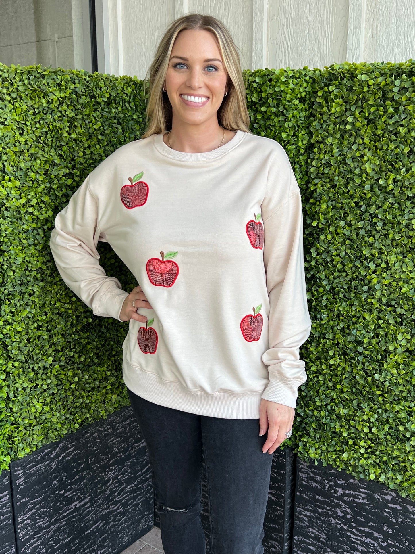 Apple Orchid Sequin Sweatshirt