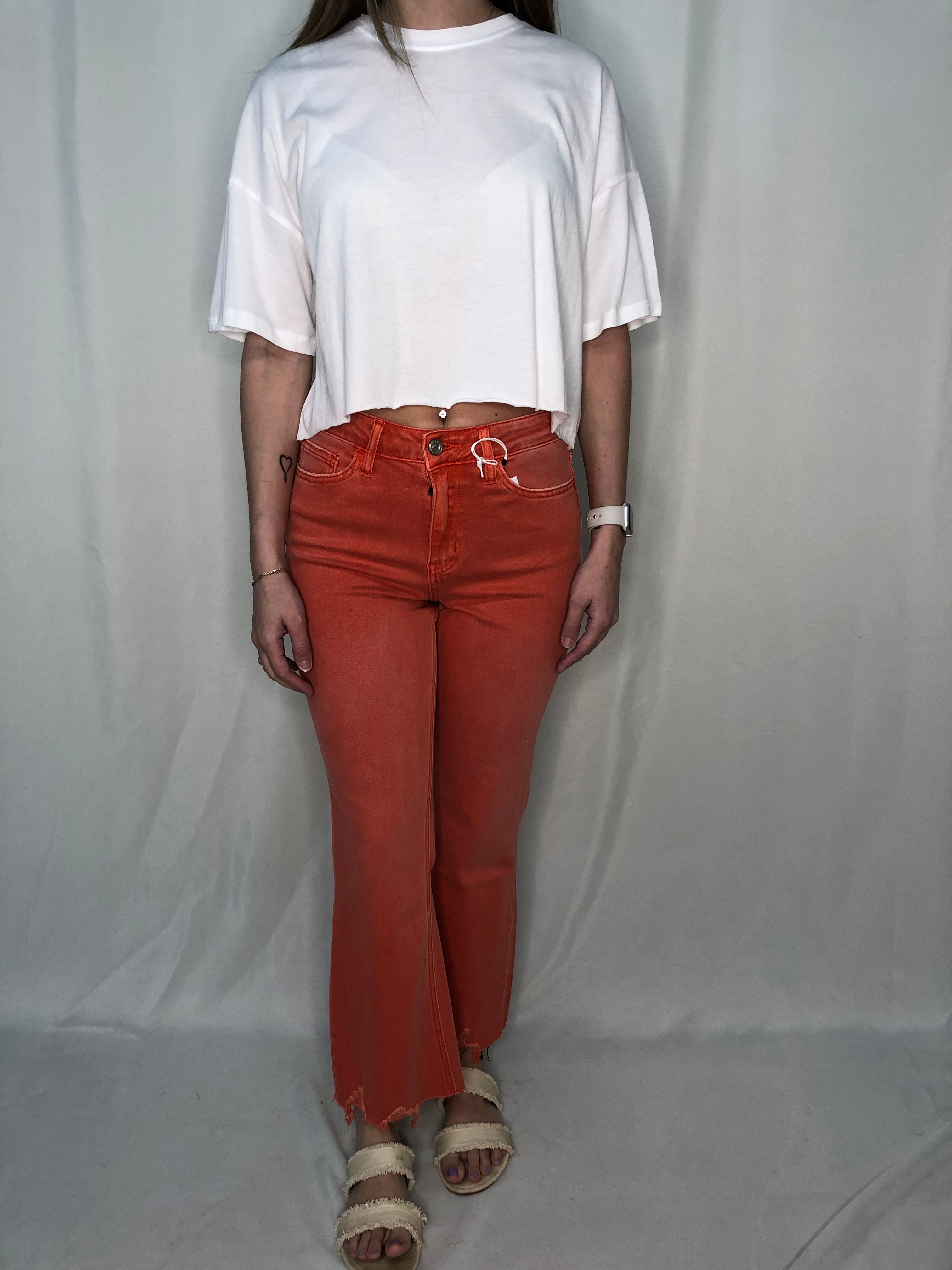 Bayeas Alice Mid Rise Crop Flare Jeans 