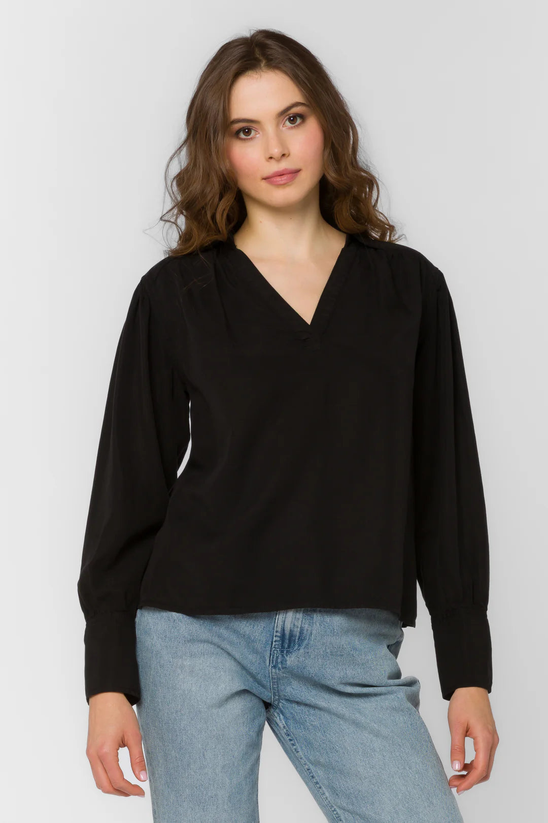 Beretta Black Long Sleeve Popover Top