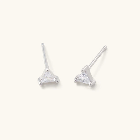 Silver diamond triangle studs