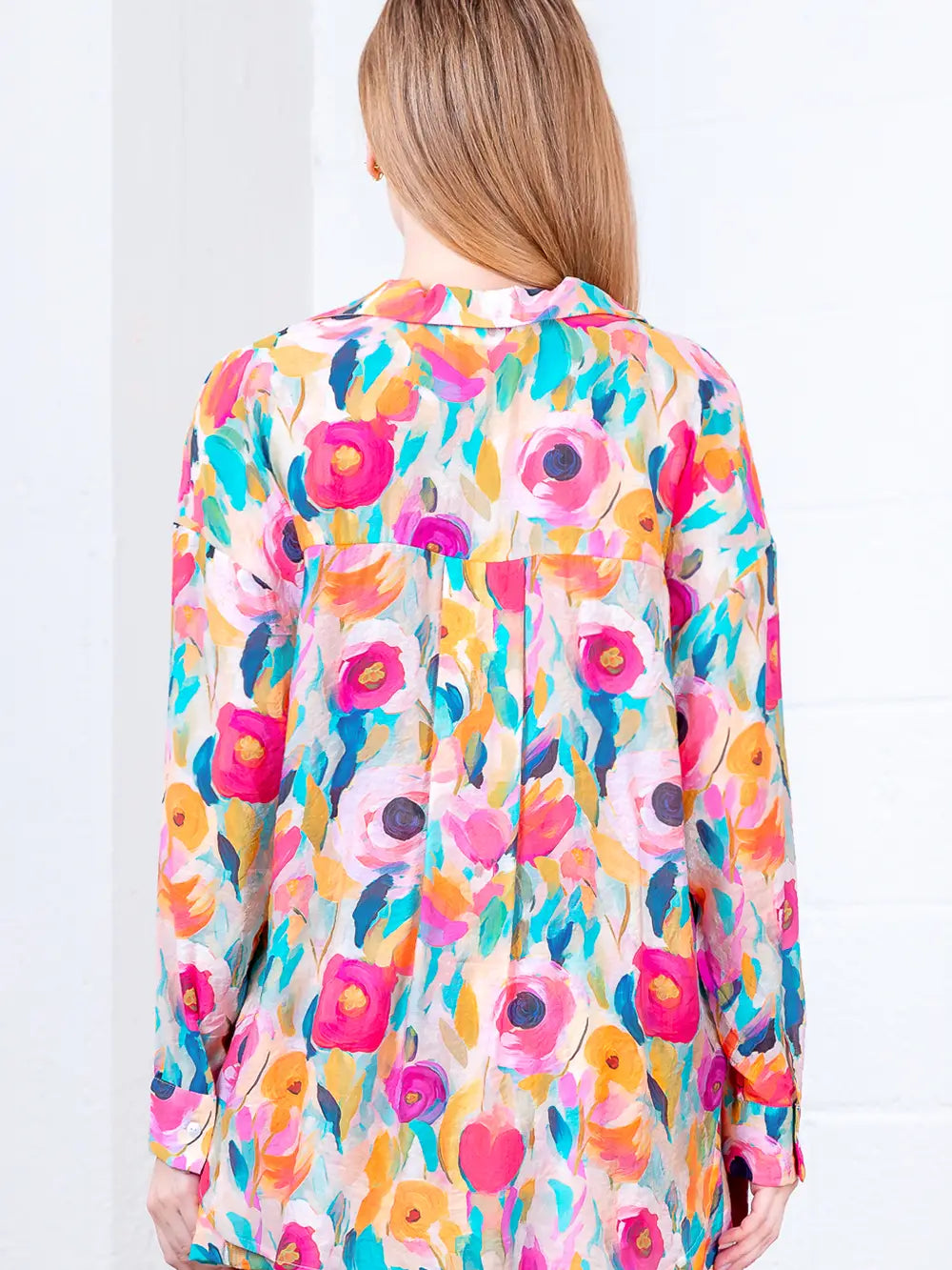Floral Long Sleeve Button Down Top 