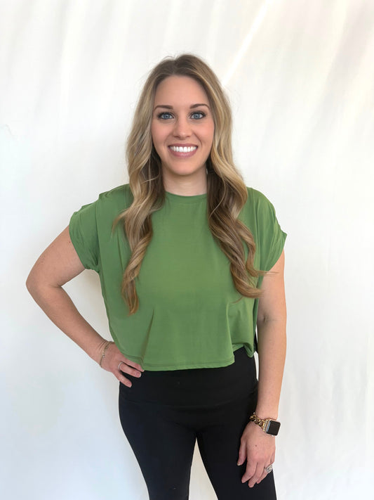 Pleated Shoulder Short Sleeve