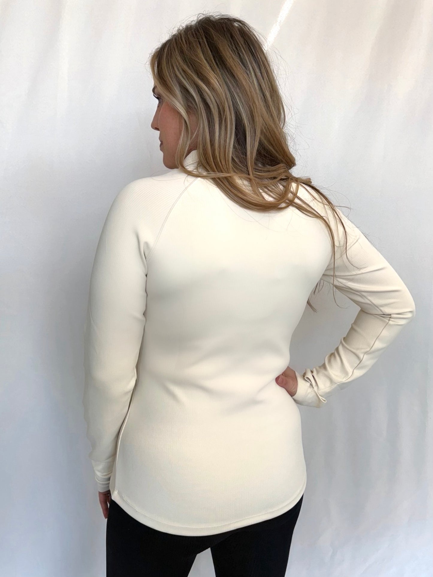 Jacquard Ribbed Mock Neck Top