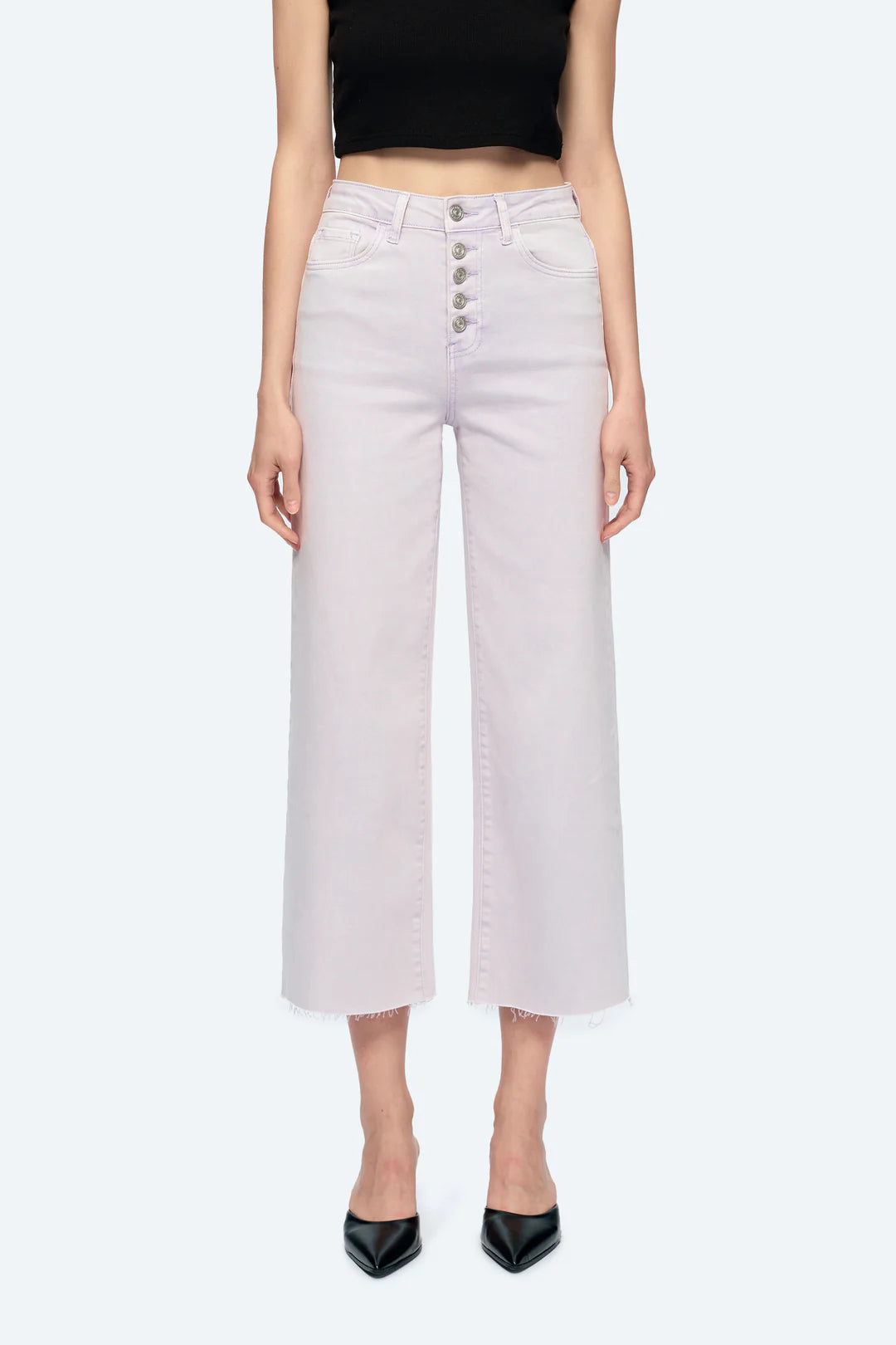 High-Waisted Stretch Wide Leg Jeans – Light Wash