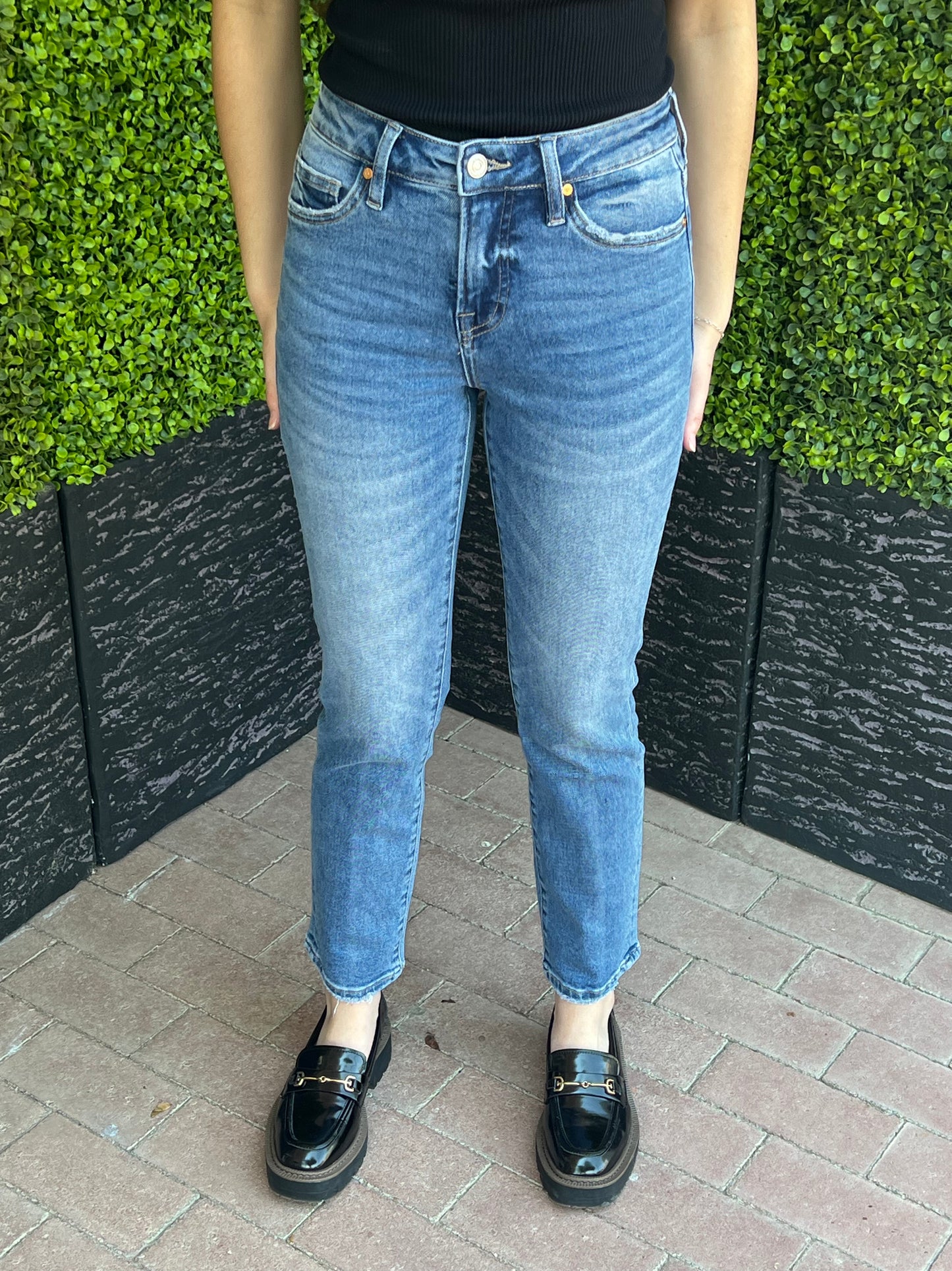 Mid-Rise Slim Straight Denim Jeans