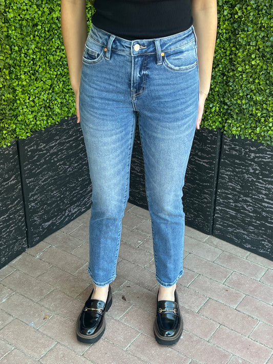Mid-Rise Slim Straight Denim Jeans