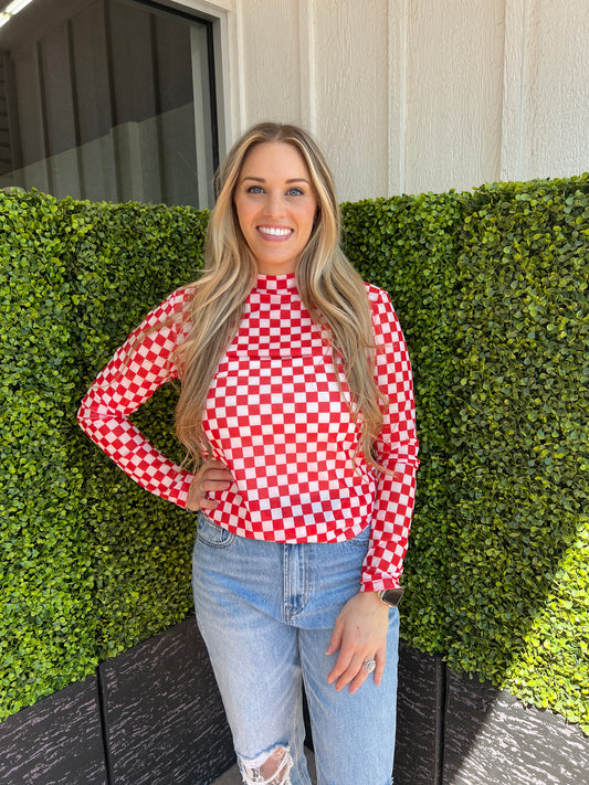 Pep rally mesh top red