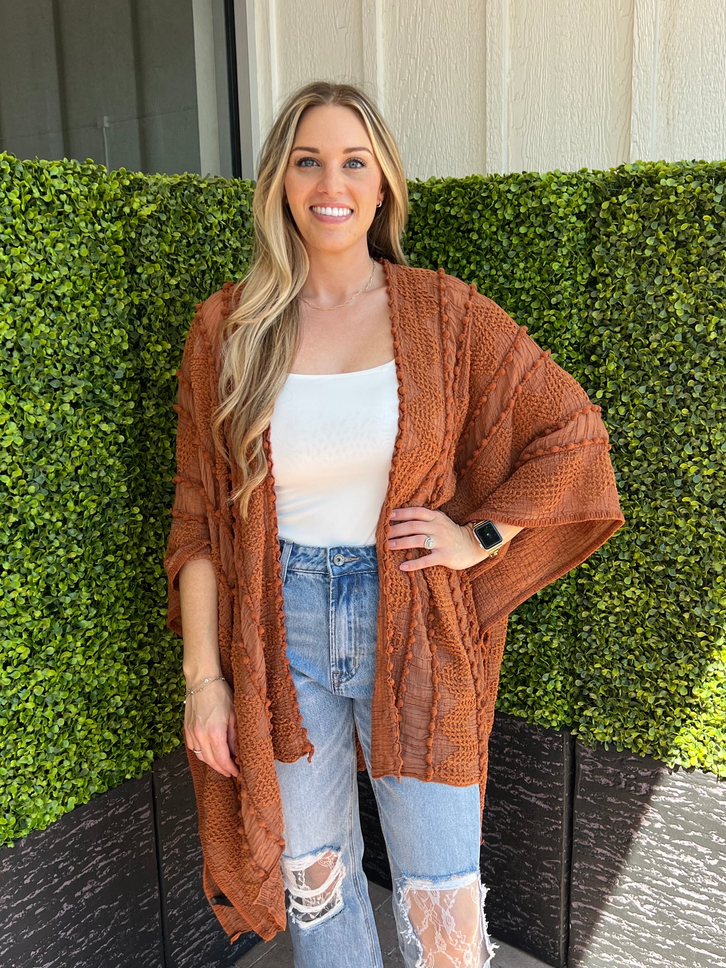 Reagan Rust Knit Kimono