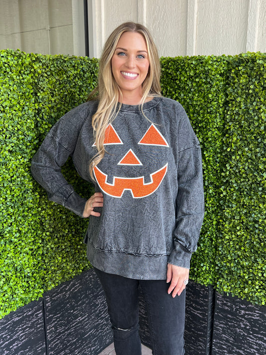 Glitter Jack O’Lantern Long Sleeve Top