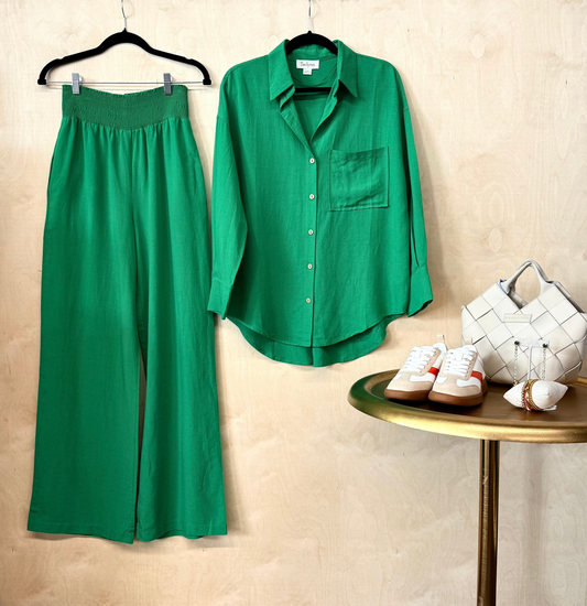 Kelly Green Wide Leg Pants
