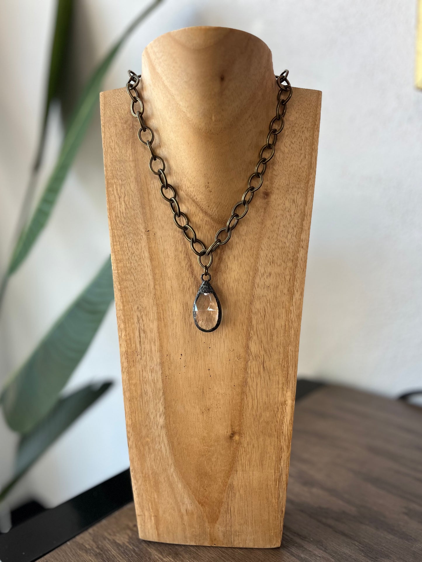 Antique Glass Pendant Necklace