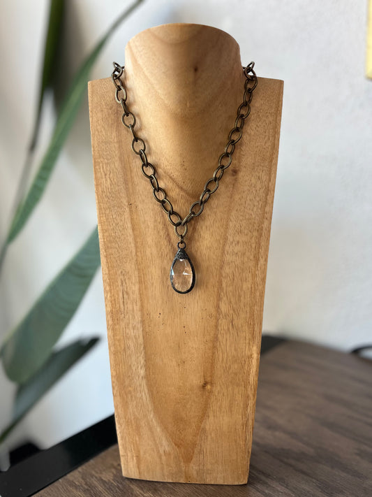 Antique Glass Pendant Necklace