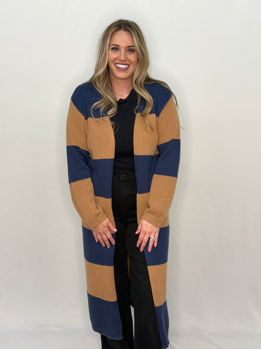 Navy/Brown Stripe Cardigan