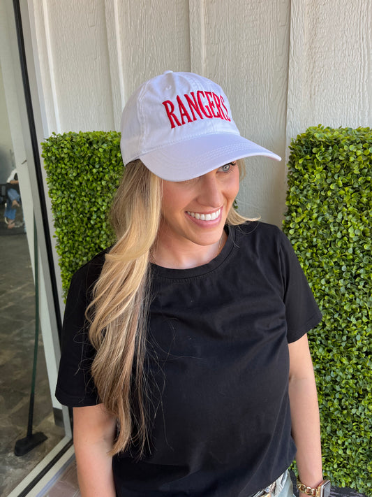 Rangers White Ball Cap