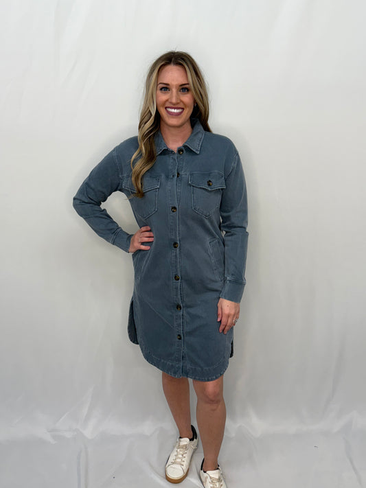 Washed Twill Longline Shacket