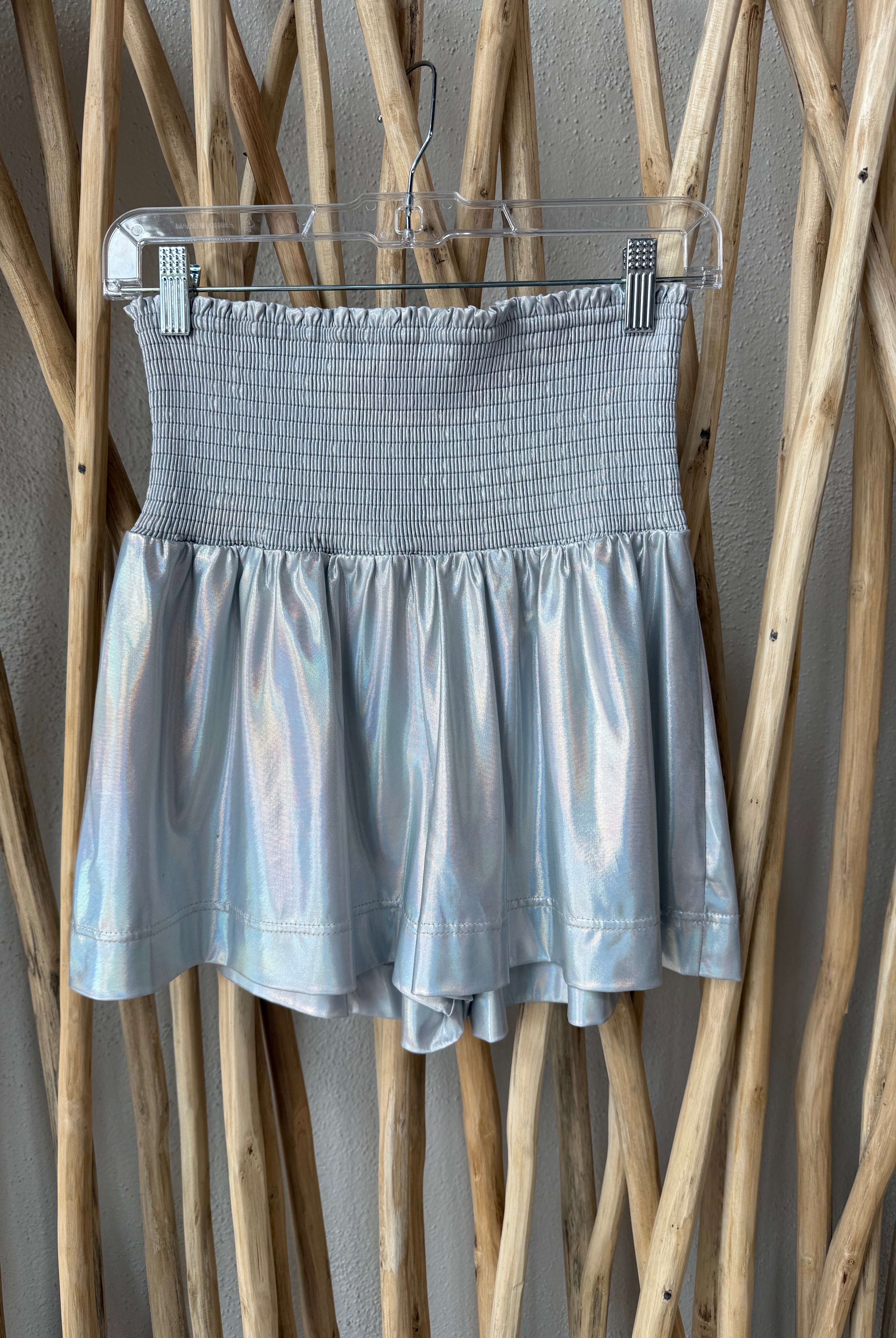 Light Blue Rhinestone Smocked Shorts – FINAL SALE
