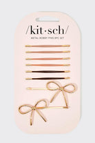 Kitsch Metal Enamel Cloud & Bow Bobby Pin Set – Rosewood (8pc)