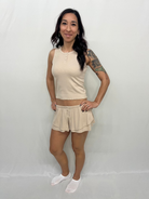 Mono B Bamboo Blend Double Ruffle Lounge Shorts – Sand Beige 