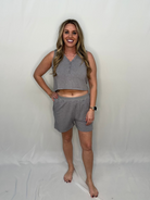 Mono B Heather Grey High-Rise Pajama Shorts 