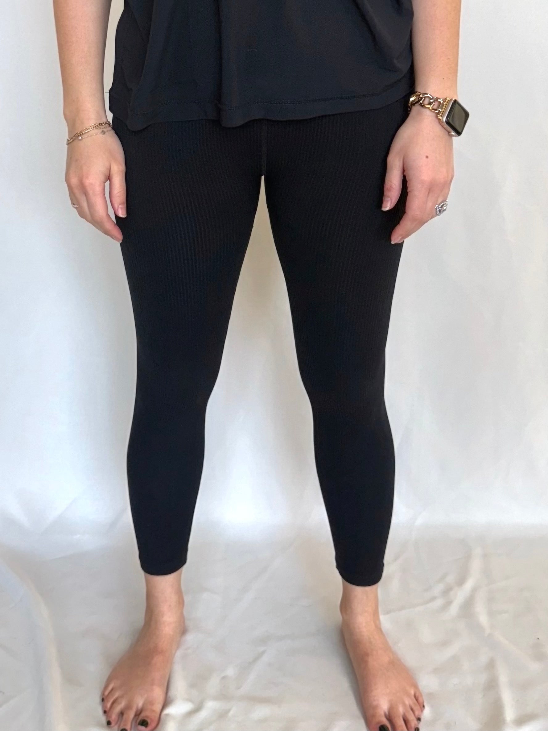 Mono B Ribbed Foldover High-Waist Leggings 