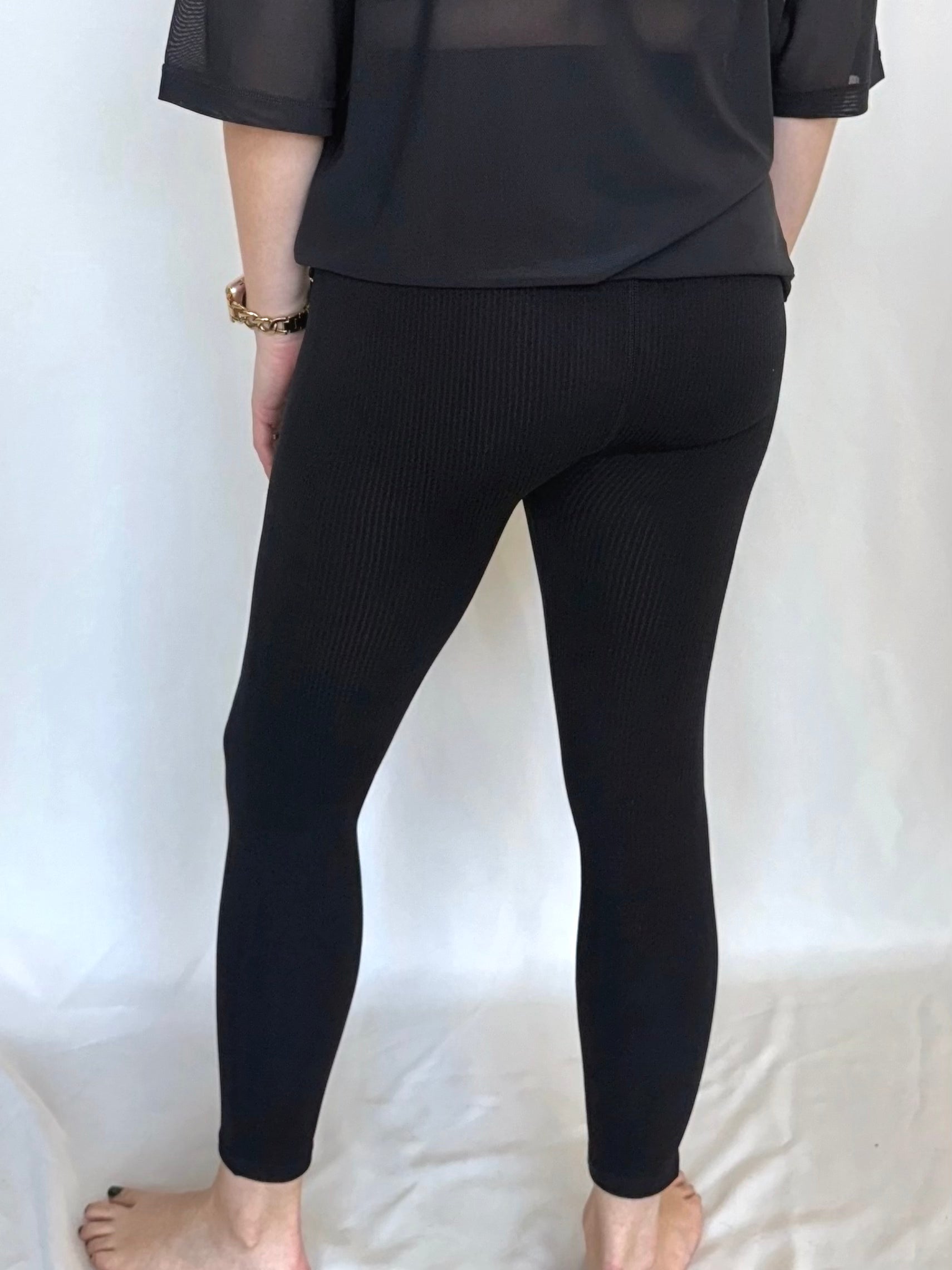 Mono B Ribbed Foldover High-Waist Leggings 