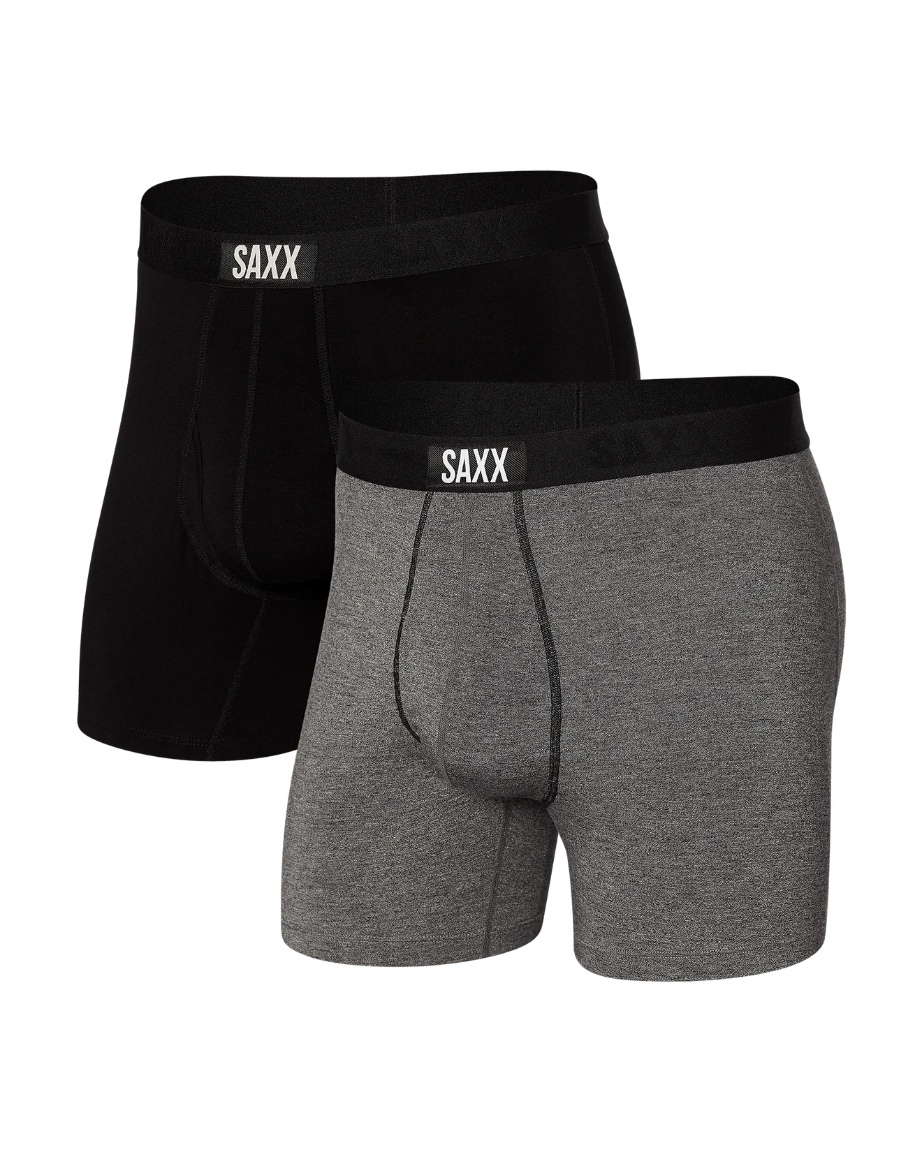 SAXX Ultra Super Soft Boxer Briefs with Fly – 2-Pack Black/Grey