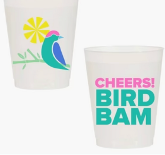 “Cheers Bird Bam” Shatterproof Cups