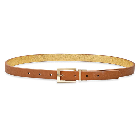 Pasadena Reversible Belt - Caramel/Metallic Gold Leather/Gold
