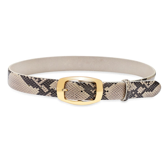 Oakwood Belt - Naural Snake Print Leather