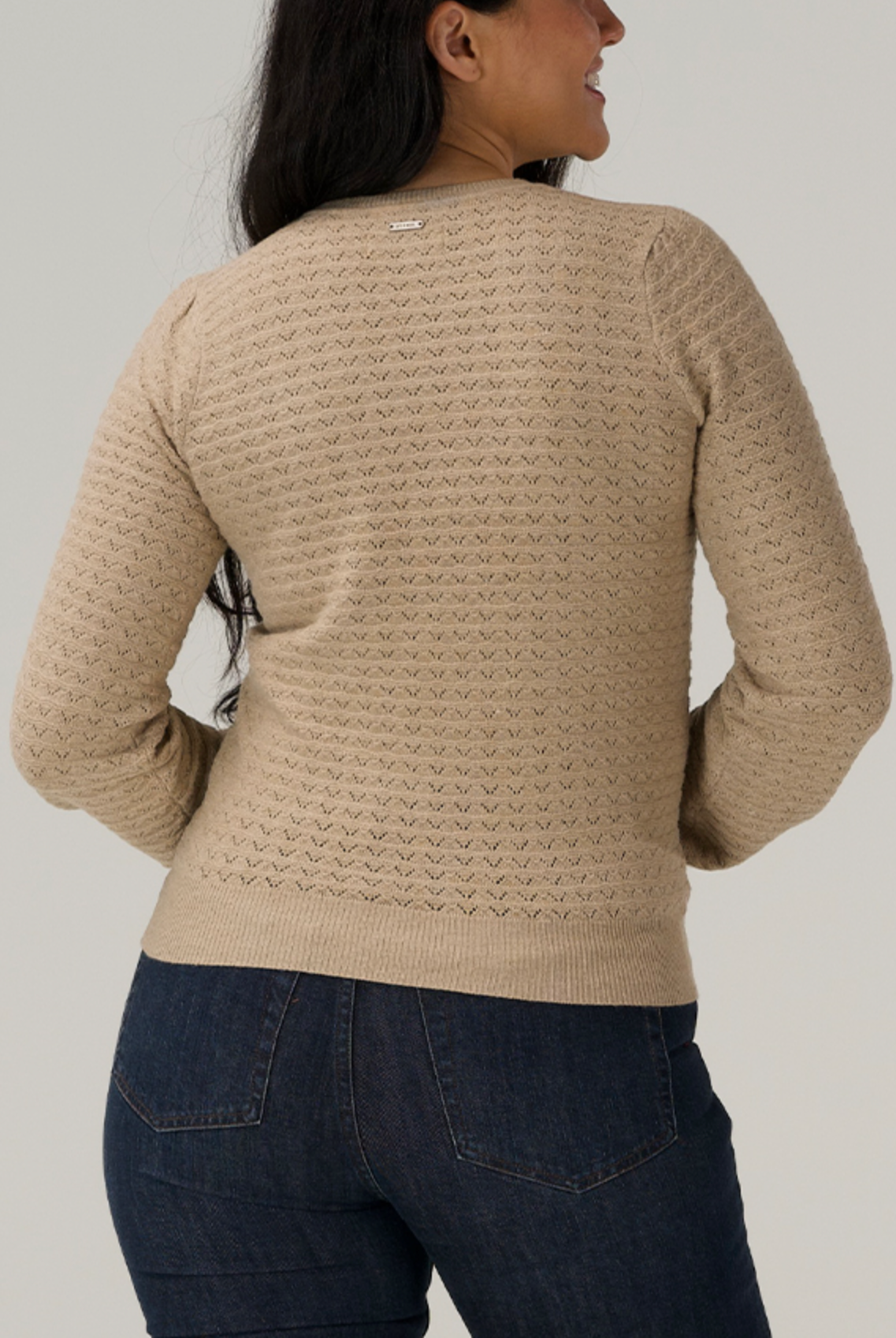 The Normal Brand Olivia Pointelle Crew Top Beige back