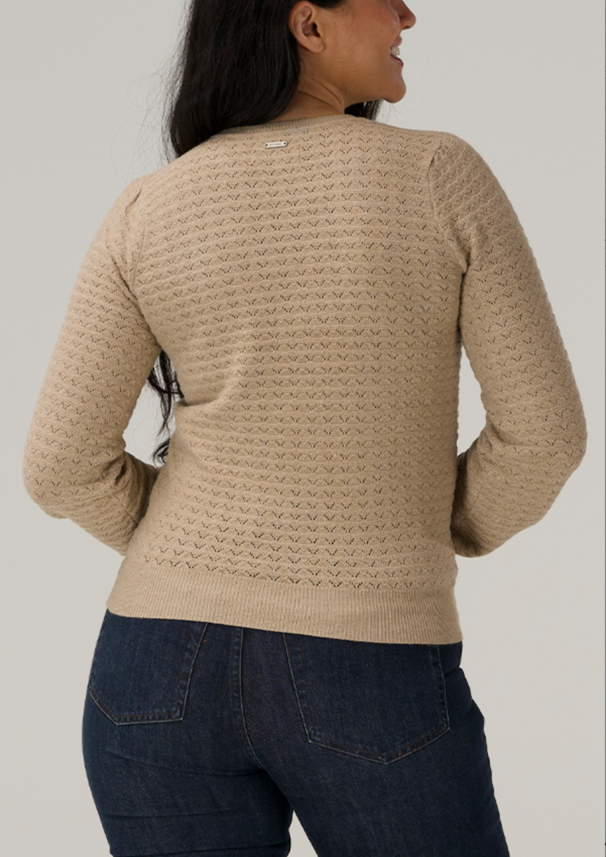 The Normal Brand Olivia Pointelle Crew Top Beige  back