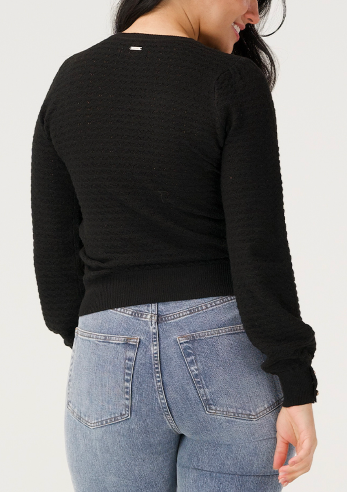 The Normal Brand Olivia Pointelle Crew Top Black back