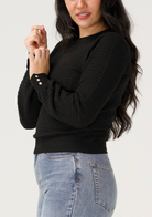 The Normal Brand Olivia Pointelle Crew Top Black side