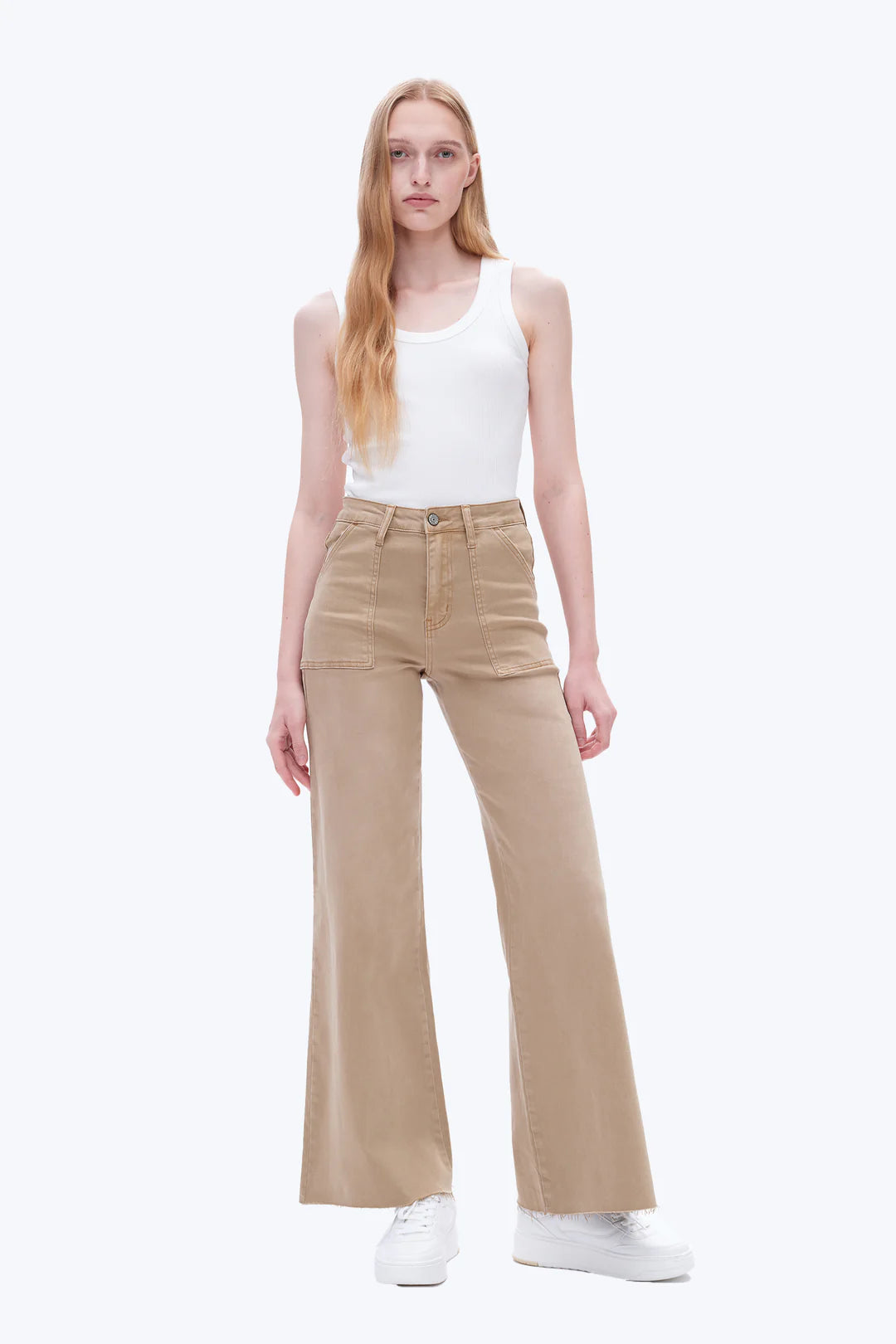 Utility Patch Pocket High-Rise Wide Leg Jeans 