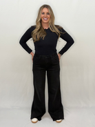 Utility Patch Pocket High-Rise Wide Leg Jeans 
