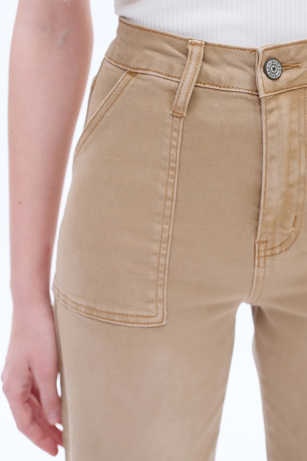 Utility Patch Pocket High-Rise Wide Leg Jeans 
